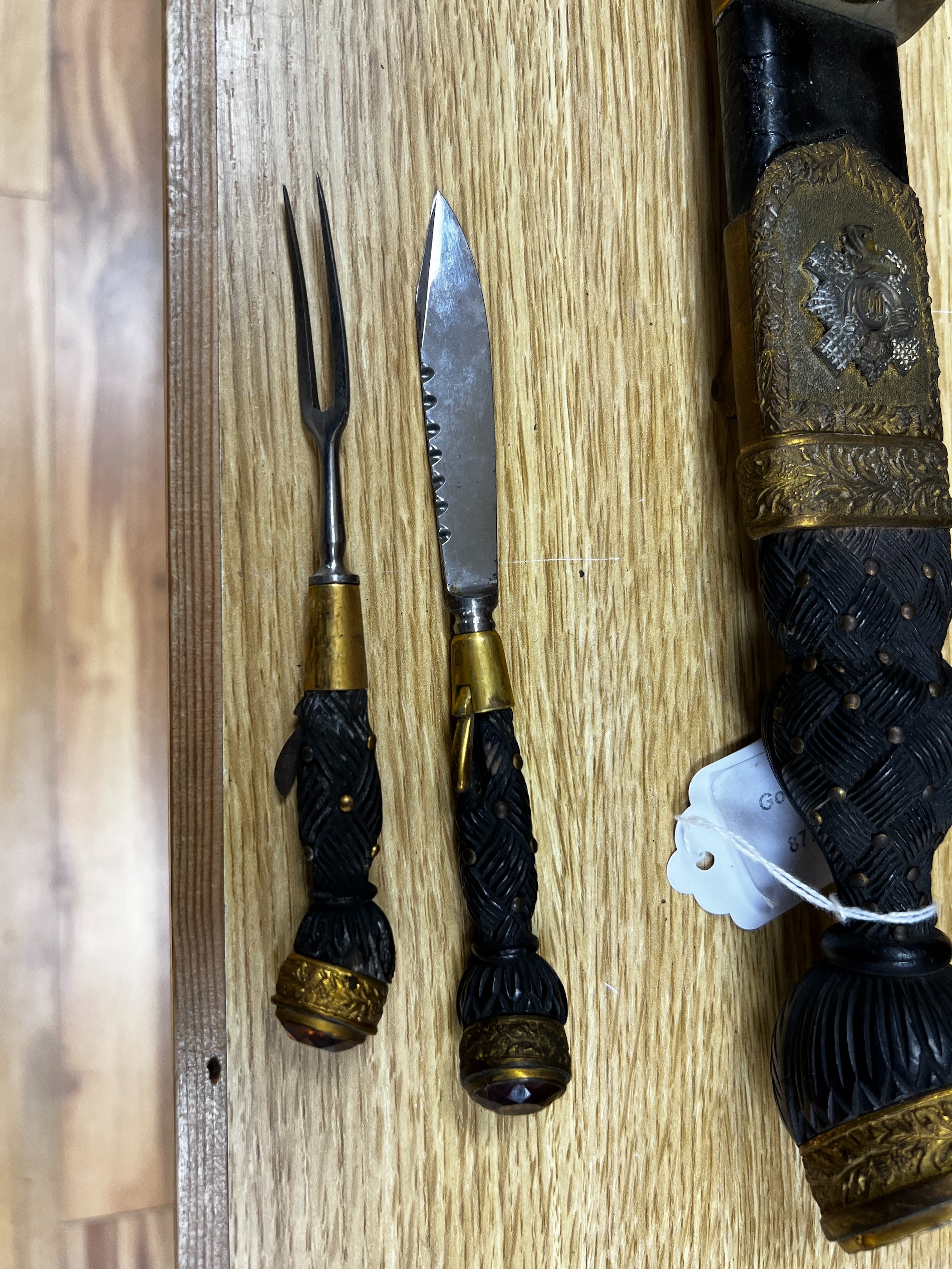 A Victorian Scottish dirk, Cairngorm lacking, 45cms long